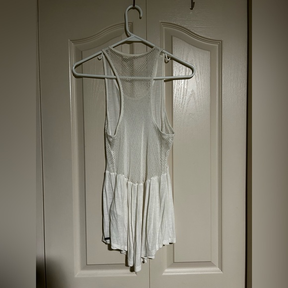 ROXY White Sleeveless Fishnet Cut-Out Blouse SIZE SMALL - Picture 4 of 4